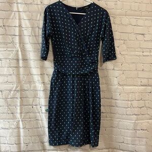 J.Peterman Polka Dot Blue/Green MIDI Dress SZ 4